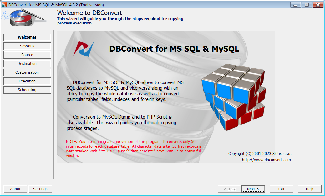 DBConvert main window
