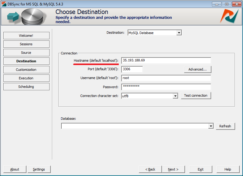 Cloud SQL connection in DBConvert